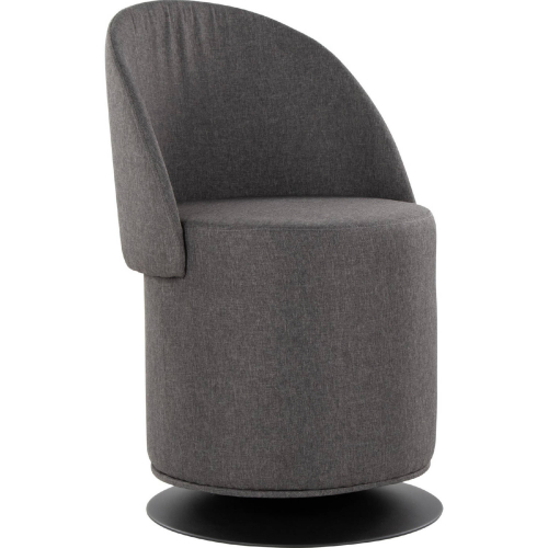 Finch Swivel Accent Chair in Black Metal & Charcoal Fabric